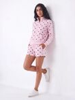Pink Polka Dot 2 Stripe Zipped Sweatshirt With Short Set