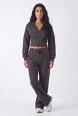 Slate Grey Ribbed Corset Fit Hoodie With Straight Leg Trouser