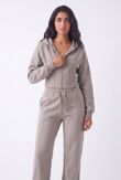 Dove Grey Ribbed Corset Fit Hoodie With Straight Leg Trouser
