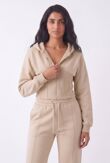 Oatmeal Ribbed Corset Fit Hoodie With Straight Leg Trouser