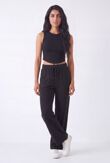 Black Corset Crop Top With Relaxed Fit Trouser