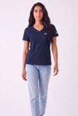 Navy V-Neck Short Sleeve Printed T-Shirt