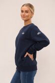 Navy Long Sleeve Printed Crewneck Loose Fit Sweatshirt