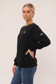 Black Long Sleeve Printed Crewneck Loose Fit Sweatshirt