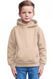 Beige Kids Casual Fleece Pullover Plain Hoodie