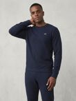 Navy Fleece Basic Printed Crew Neck Tracksuit