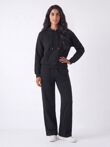 Black Butterfly Embossed Hoodie Straight Leg Jogger