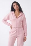 Pink Ribbed Corset Fit Hoodie With Straight Leg Trouser