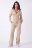 Oatmeal Ribbed Corset Fit Hoodie With Straight Leg Trouser