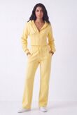 Yellow Ribbed Corset Fit Hoodie With Straight Leg Trouser