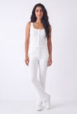 White Interlock Molly Button Tank Top With Flare Trouser