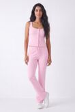 Pink Interlock Molly Button Tank Top With Flare Trouser