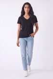 Black Basic V Neck Tee