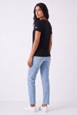 Black V-Neck Short Sleeve Printed T-Shirt
