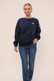 Navy Long Sleeve Printed Crewneck Loose Fit Sweatshirt