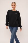 Black Long Sleeve Printed Crewneck Loose Fit Sweatshirt