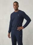 Navy Fleece Basic Printed Crew Neck Tracksuit