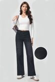 Black High Waisted Lurex Super Stretch Wide Leg Jean