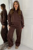 Chocolate Bomber Sweatshirt With Straight Leg Jogger