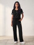 Black T-shirt Lounge Printed Co-ord Set with Wide-Leg Trousers