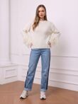Fringe Sleeve Chunky Knitted Jumper