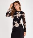 Long Sleeve Mesh Floral Applique Top