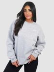 Grey Marl Long Sleeve Printed Casual Crewneck Loose Fit Sweatshirt