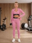 Hot Pink Banded Waist Printed Three Piece Gym Set