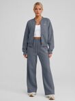Navy Printed Bomber Sweatshirt With Straight Leg Jogger