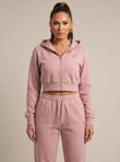 Pink Printed Cropped Hoodie and Joggers Co-Ord