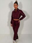 Black Water Resistant Zip Through Crop Top & Joggers Co-ord