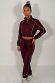 Black Water Resistant Zip Through Crop Top & Joggers Co-ord