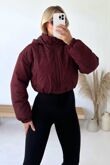 Chocolate Cropped Utility Bomber Jacket