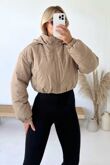 Chocolate Cropped Utility Bomber Jacket