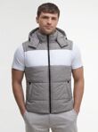 Grey and White Hooded Padded Puffer Gilet