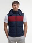 Black and Red Hooded Padded Puffer Gilet