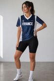 Navy With Contrast White France Printed Football T-Shirt