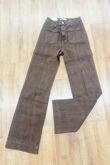 Brown High Waist Studded Utility Pocket Wide Leg Jeans