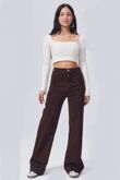 Brown High Waist Seam Wide Leg Jeans