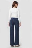 Blue High Waisted Lurex Super Stretch Wide Leg Jean
