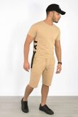 Beige Ribbed Tee and Shorts Set
