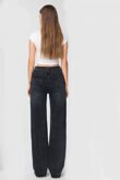 Black Super Stretch Casual Relaxed Fit Wide Leg Jeans