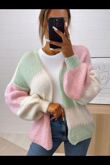 Long Sleeve Block Knitted Short Cardigan