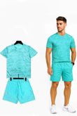 Turquoise  Quick Dry Athletic T-Shirt With Running Short