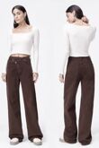 Brown High Asymmetric Waist Wide Leg Jeans
