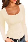 Long Sleeve Square Neck Stretchable Top