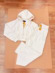 Ivory Ribbed Corset Fit Hoodie With Straight Leg Trouser