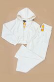 Ivory Ribbed Corset Fit Hoodie With Straight Leg Trouser
