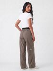 Taupe Printed Relaxed Fit Wide-Leg Trousers   