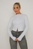 Bleach Grey Ribbed Molly Button Through Top